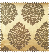 Gold black color traditional damask designs texture finished surface swirls horizontal lines polyester main curtain
